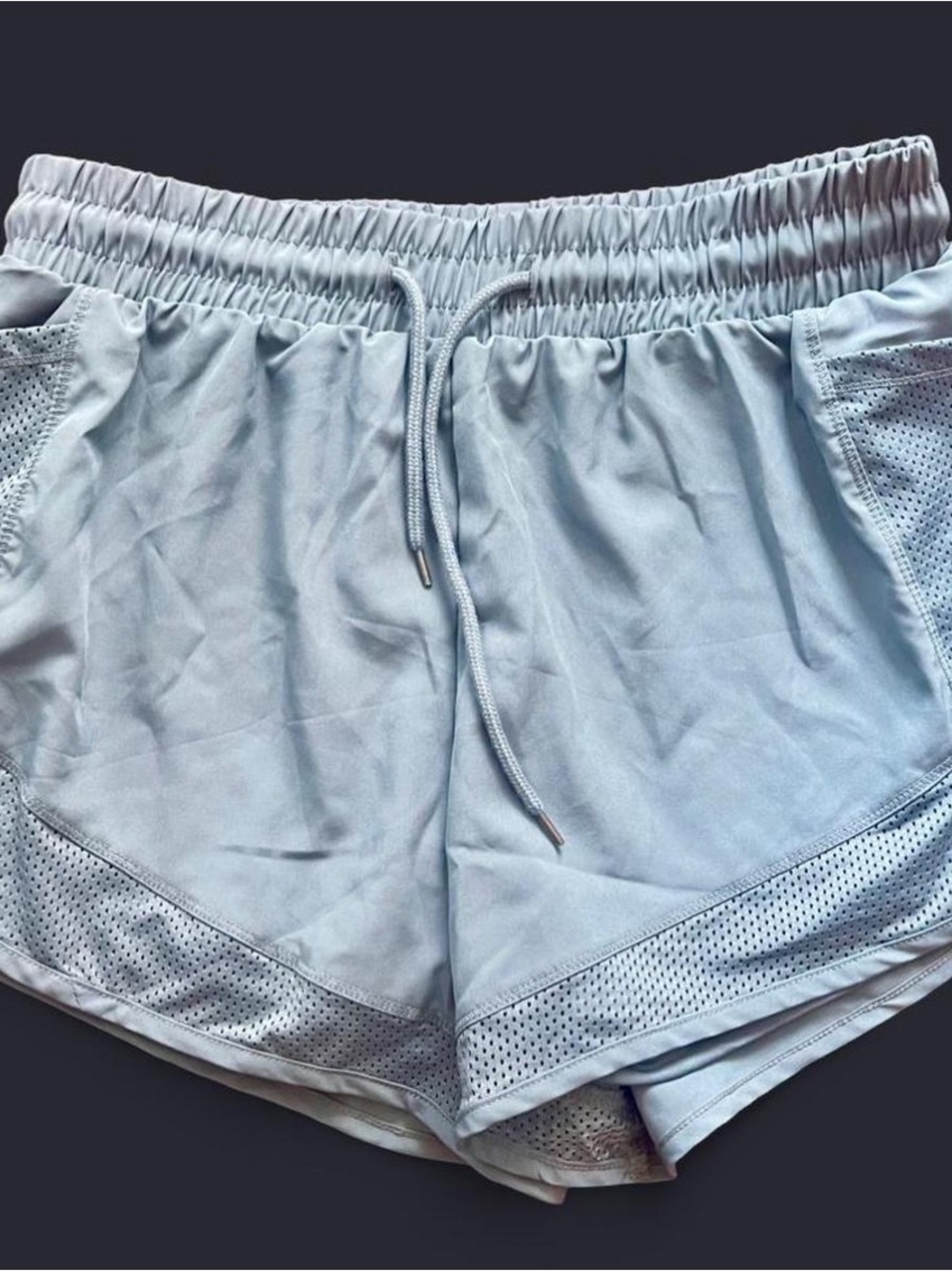 Light Blue Women's Athletic Shorts with Drawstring